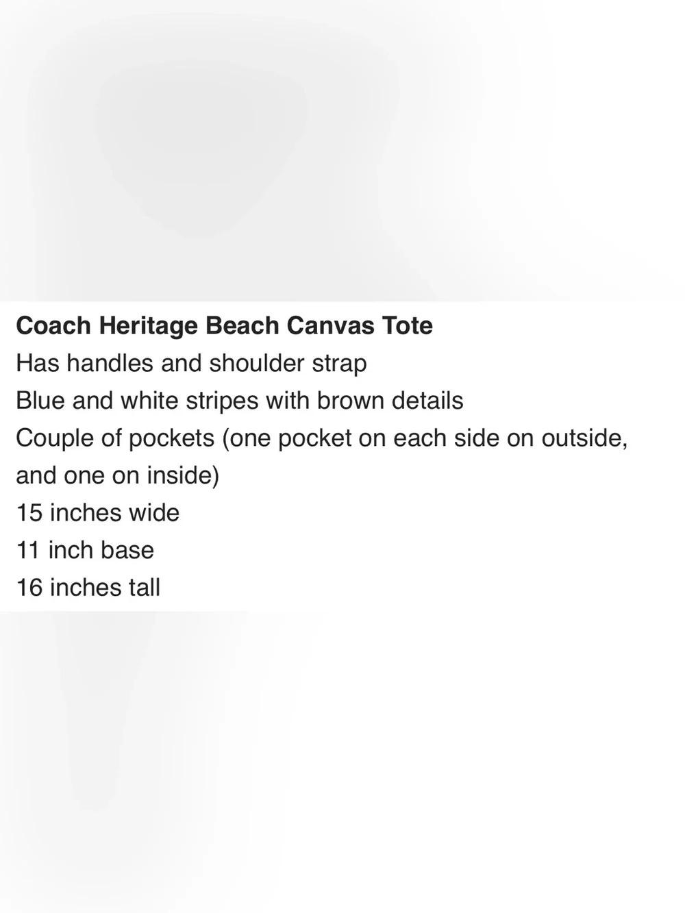 Coach Heritage Beach Navy and White Striped Canvas Backpack with Brown Trim